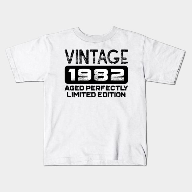 Birthday Gift Vintage 1982 Aged Perfectly Kids T-Shirt by colorsplash